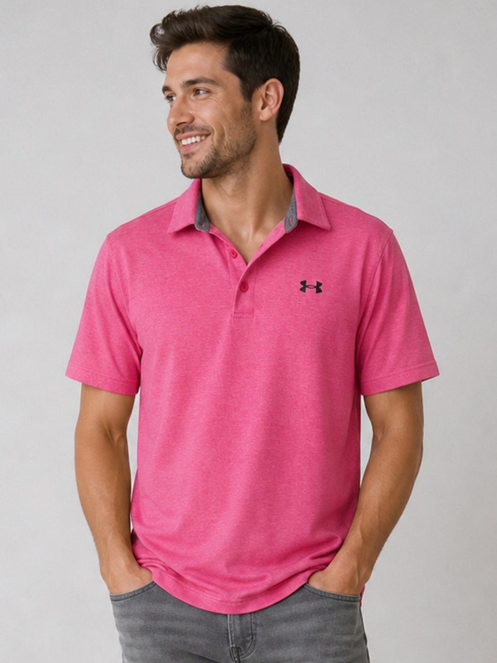 💗Under Armour Pink Polo Shirt Men’s Large Performance Golf Athletic